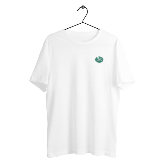 T-shirt en coton bio Save the Planet avec logo rétro vert, style minimaliste engagé