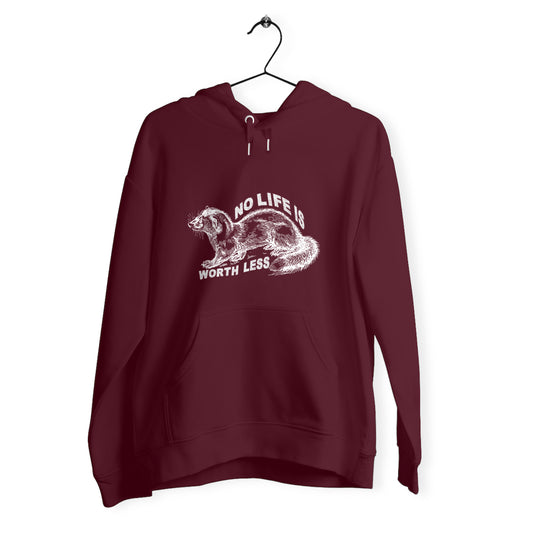 sweat à capuche no life is worth less vegan éthique durable