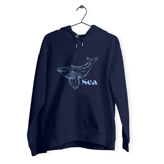 sweat à capuche protect the sea baleine vegan éco-responsable