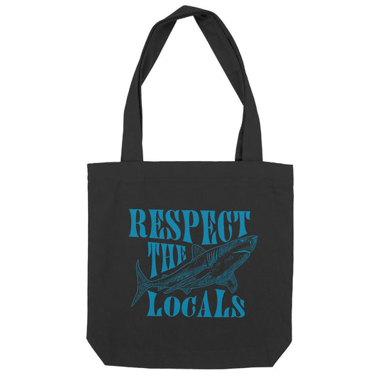 Tote bag recyclé Respect the Locals avec requin, eco-responsable