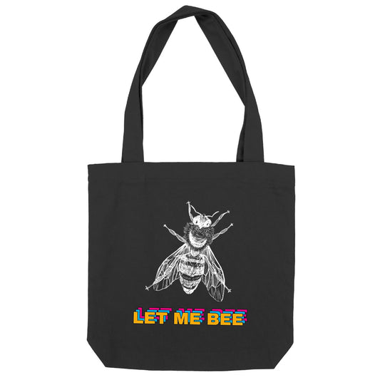 Tote bag recyclé Let Me Bee avec visuel abeille et message coloré