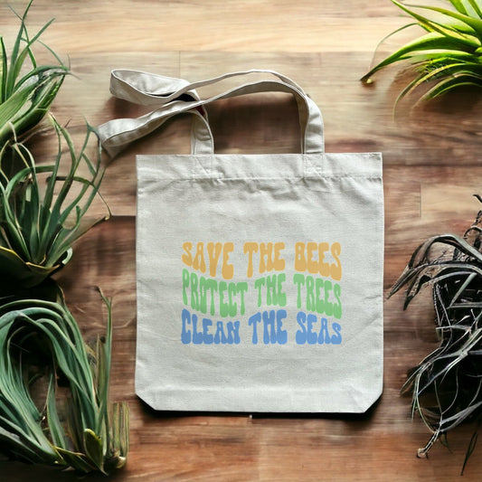 tote bag recyclé écologie abeilles forêts océans